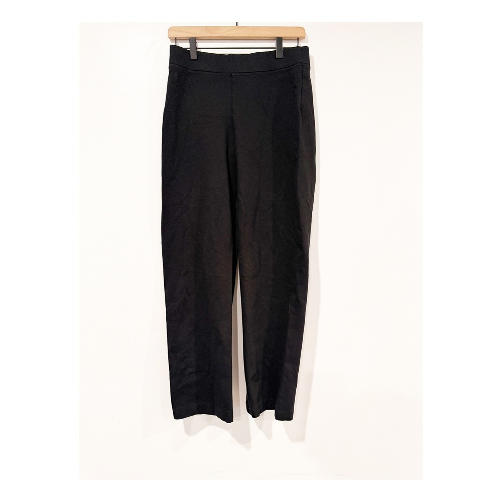 Eileen Fisher Womens XS Black Stretch Knit Straight Leg Pull On Pants Trousers